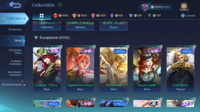 Global|Hero 123|Skin 34|Exalted|Legend Lunox|KOF Chou,Aspirant Guinevere,Neobeast Lylia|Many LBox, Zodiac|More Check SS|ML2089B