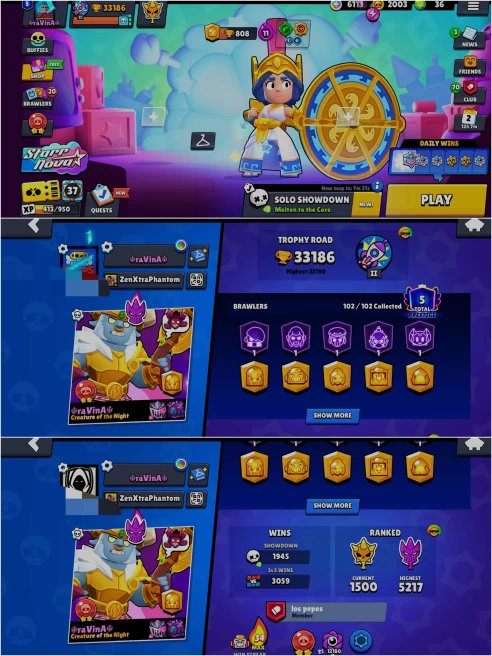 OP 2019 BS 33.1k TROPHY, 102/102 UNLOCKED,39 HYPER CHARGED,4 MAXED,276 OP SKINS [7 MYTHIC+6 LEGENDARY+10 HC],784 PINS,446 ICON,231 SPRAYS