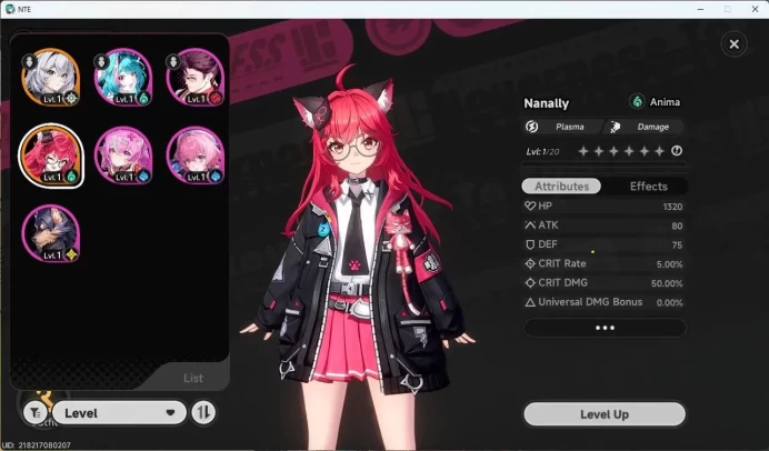 NA | Starter Lv 3 | 1 S-Class (Nanally)+ 5 A-Class|S-Class Selec On | MC Female | TakeMail Check SS NTE204B