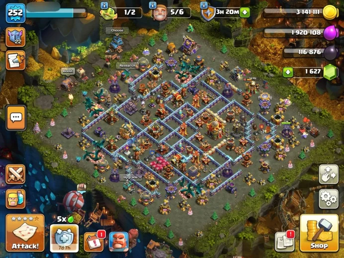 13 SKINS - 2500 Stars War - TH:16 - Lvl:252 - BK:91 - AQ:93 - PC:71 - GW:67 - RC:41 - FULL ACCESS