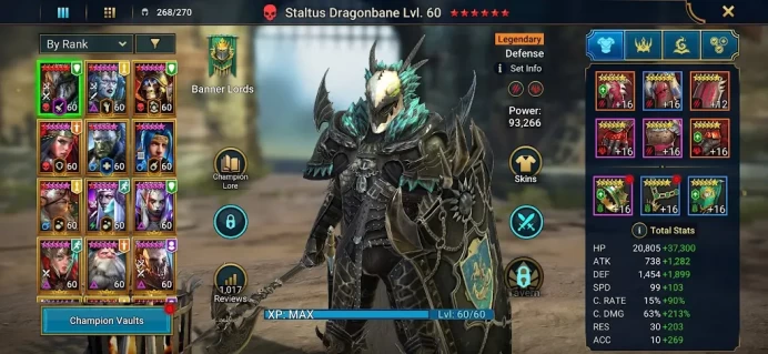 RSL722: LV91 -  Power 5,72M - 30 Champions LV 60 - 50  legend - 5 void