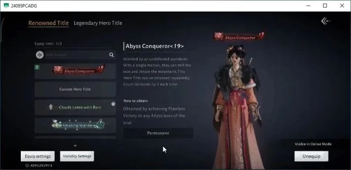 GLOBAL|Lv 95|GS 27K|Abyss Conqueror|1 RM|Peaceful Life|Wanderer's Sorrow|Maple's Farewell|95% Oddty|Female MC|Netease(WWM1151)