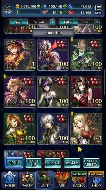 GLOBAL|Rank 22|100K Crystal|Top Tier Unit [DL Judecca-Samekh,SM Sera,PoGT Famille,G Lilaha,A Roland,Etc]|2 UR 9 SSR Ark|LC1305