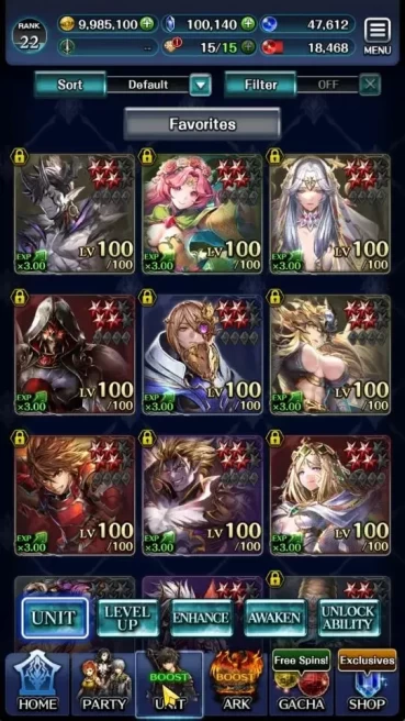 GLOBAL|Rank 22|100K Crystal|Top Tier Unit [DL Judecca-Samekh,SM Sera,PoGT Famille,G Lilaha,A Roland,Etc]|2 UR 9 SSR Ark|LC1305