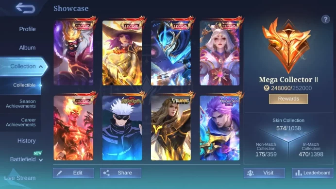 Hero 131|Skin 574 Legend Franco Lesley GS Lunox Valir|Dawning Lance|JJK Xavier |11.11 Nolan|Sanrio Claude ML122B