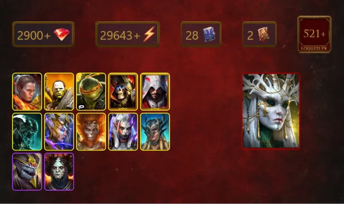 [STARTER]Arbais+Geomancer+Ronda+Artak+Michelangelo+Deathknight+Ezio Auditore+Xenomorph+Deliana+Wukong+Visix+Scyl+22Epics