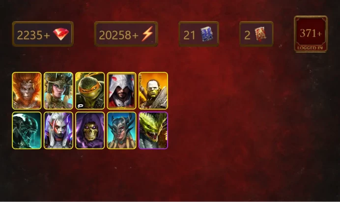 [STARTER]Trunda+Geomancer+Wukong+Michelangelo+Ezio Auditore+Artak+Xenomorph+Visix+Skeletor+Scyl+Exemplar+21Epics