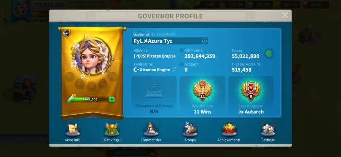 55M Power T5 Archer Specialist - Qin Shi Huang & Shajar al-Durr Max Skills - 1 Set Dragons Breath Legend Equipment - 750K+ T5 Archer Troops #490