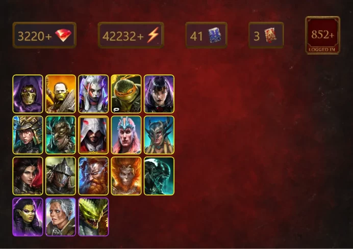 [STARTER]Harima+Thor+Skeletor+Artak+Visix+Michelangelo+Alice+Leminisi the Gold-Wing+Ezio Auditore+Loki+Scyl+Adelyn+38Epics
