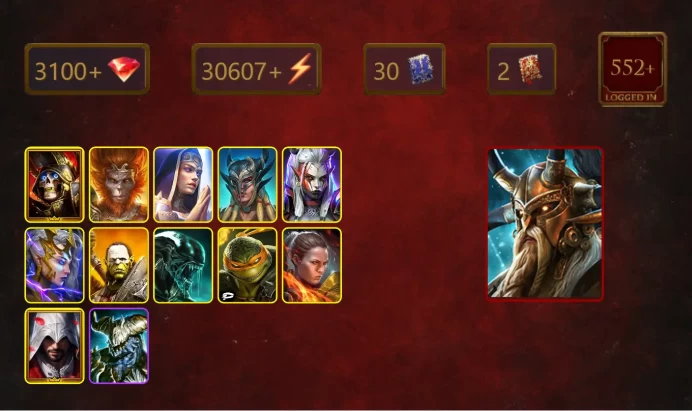 [STARTER]Alaz+Martyr+Deathknight+Wukong+Scyl+Visix+Deliana+Artak+Xenomorph+Michelangelo+Ronda+Ezio Auditore+Vildraks+25Epics