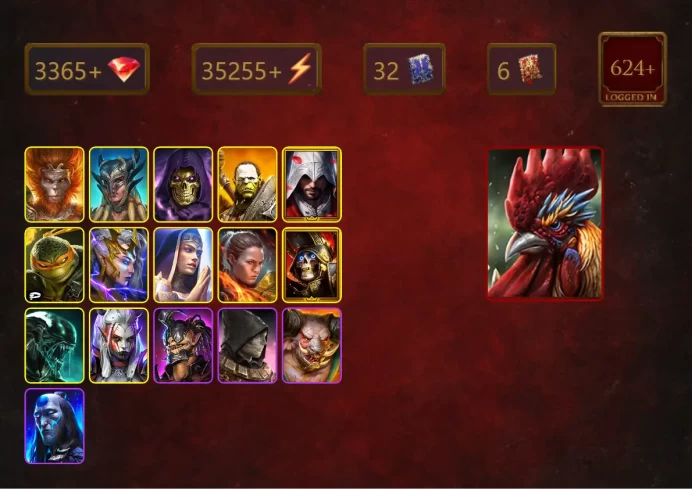 [STARTER]Galleus Bloodcrest+Martyr+Wukong+Scyl+Skeletor+Artak+Ezio Auditore+Michelangelo+Deliana+Ronda+Deathknight+24Epics