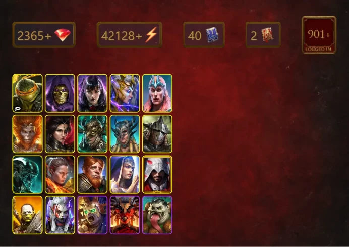 [STARTER]Gnut+Martyr+Michelangelo+Skeletor+Alice+Deliana+Loki+Wukong+Adelyn+Leminisi the Gold-Wing+Scyl+Rathalos+41Epics