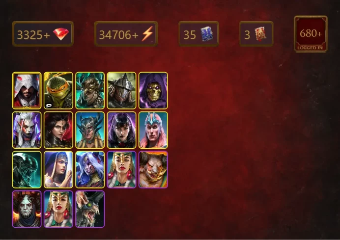 [STARTER]Riho+Martyr+Ezio Auditore+Michelangelo+Leminisi the Gold-Wing+Rathalos+Skeletor+Visix+Adelyn+Scyl+Alice+Loki+33Epics