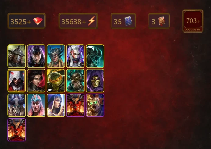 [STARTER]Prince Kymar+Martyr+Rathalos+Alice+Scyl+Visix+Xenomorph+Ezio Auditore+Adelyn+Michelangelo+35Epics