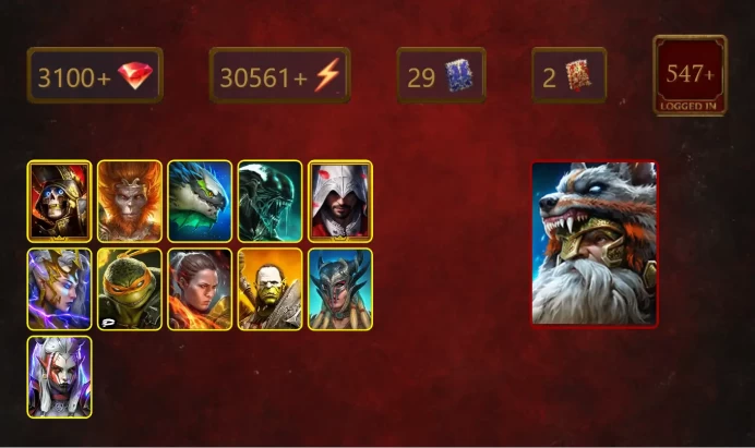 [STARTER]Fjorad+Dracomorph+Deathknight+Wukong+Xenomorph+Ezio Auditore+Deliana+Michelangelo+Ronda+Artak+Scyl+Visix+Maeve+22Epics