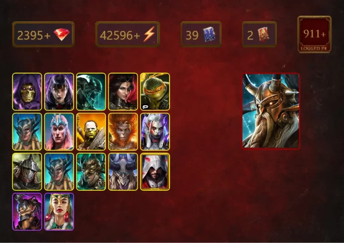 [STARTER]Alaz+Prince Kymar+Skeletor+Alice+Xenomorph+Adelyn+Michelangelo+Scyl+Loki+Artak+Wukong+Visix+Rathalos+Scyl+42Epics
