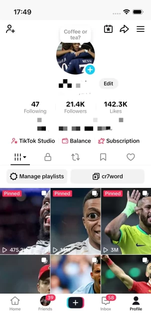 Instanly Delivery/ Monetized 21K Real Followers+140K Real Likes Account/ Creator Rewards Program Activated/ Full Access