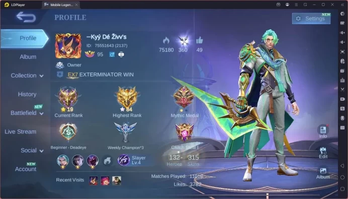 Global|Hero 132|Skin 315|Renowned|Prime Beatrix,YZ|KOF Karina|CC Badang|Luckybox Uranus|5-STAR Lesley|More Check SS ML2094B