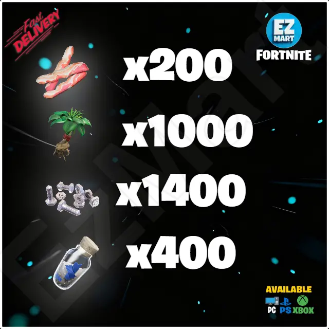 Ceiling Gas Trap Kit 200 Bacon, 1000 Fibrous Herbs, 1400 Nuts n Bolts, 400 Simple Mineral Powder | PC-Xbox-PS | Fast Delivery
