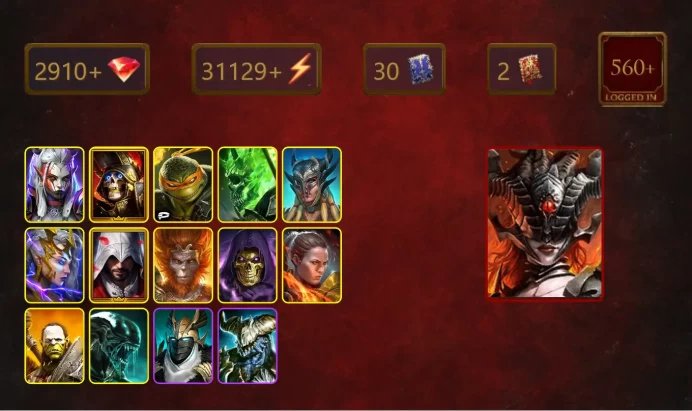 [STARTER]Michinaki+Kurosa the Covetous+Visix+Deathknight+Michelangelo+Scyl+Deliana+Ezio Auditore+Wukong+Skeletor+Ronda+26Epics