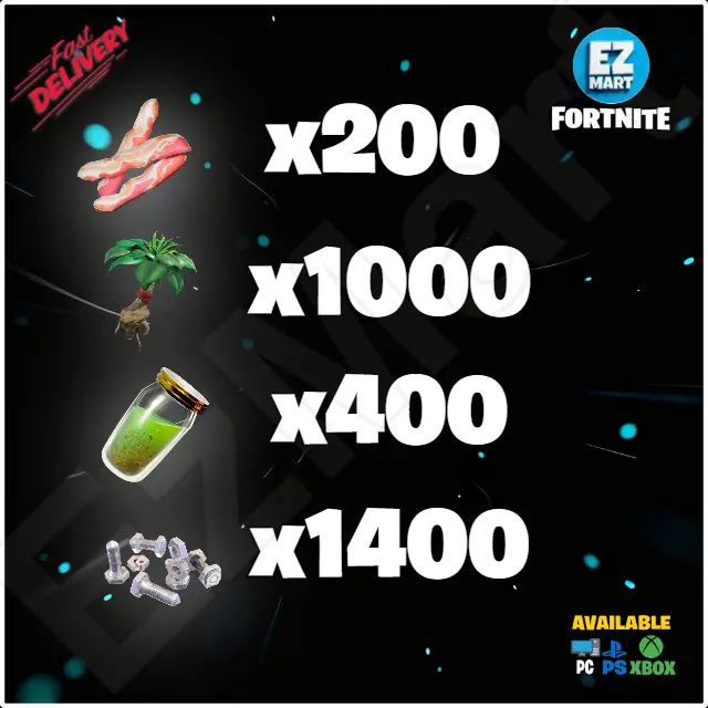 Ceiling Gas Trap Kit 200 Bacon, 1000 Fibrous Herbs, 1400 Nuts n Bolts, 400 Fine-grain Mineral Powder | PC-Xbox-PS | Fast Delivery