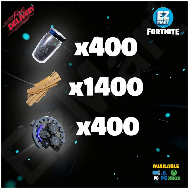 Broadside Trap Kit 1400 Planks, 400 Char-black Mineral Powder, 400 Sleek Mechanical Parts | PC-Xbox-PS | Fast Delivery