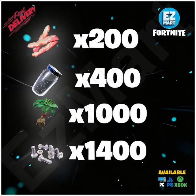 Ceiling Gas Trap Kit 200 Bacon, 1000 Fibrous Herbs, 1400 Nuts n Bolts, 400 Char-black Mineral Powder | PC-Xbox-PS | Fast Delivery