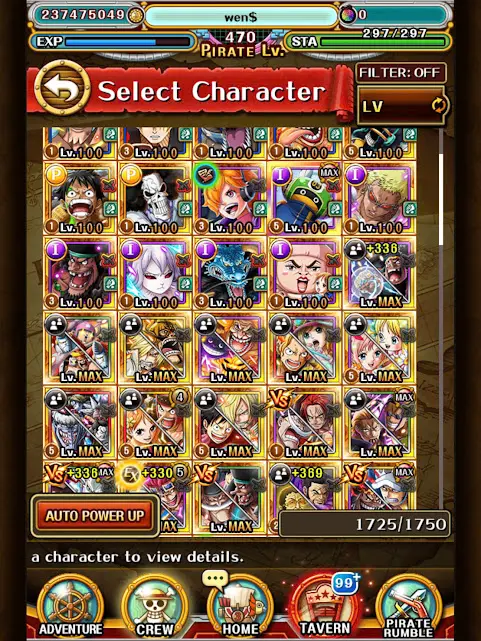 OPTC126: Global - Lv470  - 312M Bounty -   Account Mid Game  -  Sugo Rage 275/304
