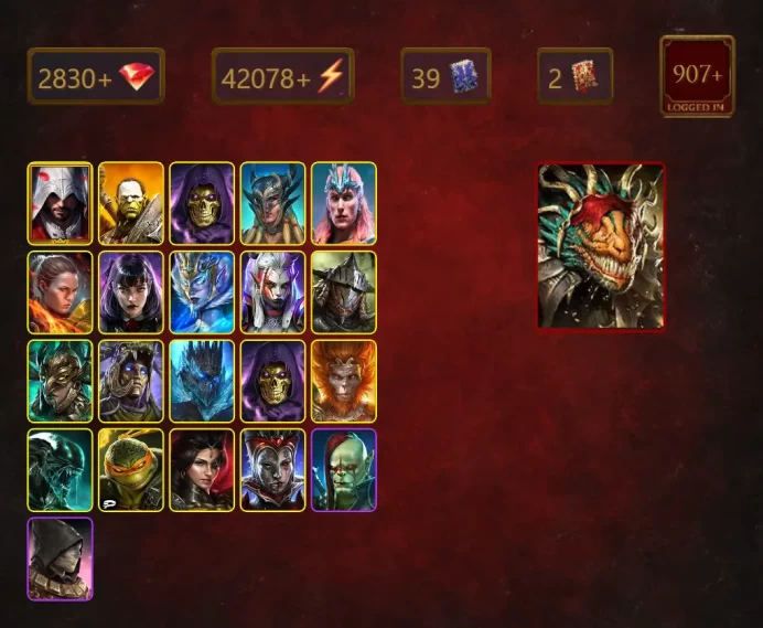 [STARTER]Lazarius+Queen of Hearts+Ezio Auditore+Artak+Skeletor+Scyl+Loki+Ronda+Alice+Pyxniel+Visix+Rathalos+37Epics