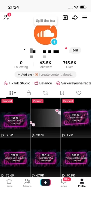 BIG BALANCE/ Monetized 63K Real Followers+710K Real Likes Account/ Creator Rewards Program Activated/ Full Access