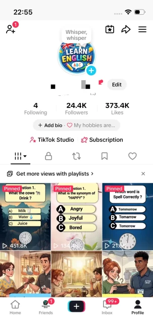 English Content/ Monetized 24K Real Followers+370K Real Likes Account/ Creator Rewards Program Activated/ Full Access