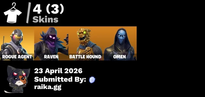 [PC/PSN/XBOX] 4 skins | Rogue Agent | Omen | Raven | Battle Hound | Crested Cape | Battle Shroud | Iron Cage | Shattered Halo Ring | Catalyst