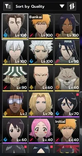 NuverseSEA|LV 73|10 SSR (AizenB1,Ichigo,YoruichiB3,Gin,ByakuB1,Urahara)+Stamp,Toshiro,Ikkaku,etc|7 Sign|Log Google|(BSR1180)