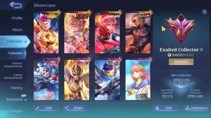 Hero 132|Skin 271|High Glory 91|KOF(Gusion,Karina),Kishin Angela,Ducati Benedetta,Prime Claude,CC(Hanzo,Granger)|MLBB2245