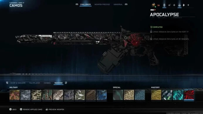 Warzone 4 - All Platform - Level 56 - Main BO7 Guns Max Level - Prestige Master - With 2 Display Name Token - 1610