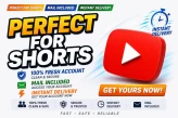 Yo*Tube • Fresh Account • Perfect for Shorts • Mail Included • Instant Delivery