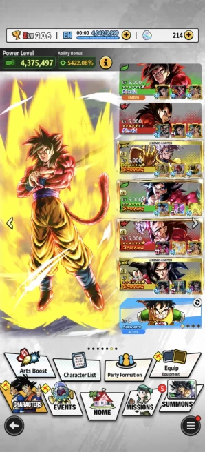 B188-IOS+Android-Meta-6 UL(SS4 Goku Full Red Star+SS4 Vegeta+Trunks)+3 LR(Vegito+Bardock+Piccolo)+40 Legend+Vip Equi+Built Good Teams PVP+Good Z
