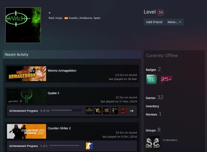 32Game-10 LVL Steam-CS2 Prime 53 hours+4Medals(10Y/5Y/Loyalty Badge/Global Offensive Badge)16 Years of Service Steam