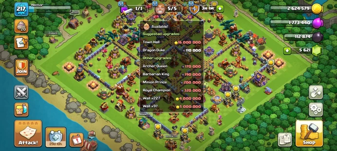 Th 16 Max & Change Name ( Free) | 5600 Gems  & Equipment Epic 4 ( 4 Epic Max & High LVL Hero & Defence Max