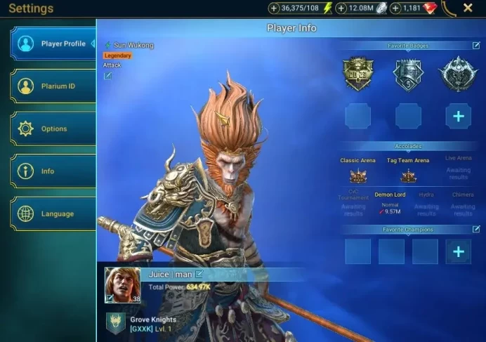 Lv 38|634K Power|1 Mythical(Aphidus)|7 Legend(Senna,Skeletor,Alice,Xenomorph,Scyl,Wukong,Ezio)|36K Energy|Take Mail(RSL1528)