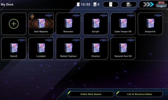 AC472-Lv18-10 Deck (Radiant Typhoon-VSK9-Dark Magician-Lunalight-DoomZ-Spright)-Gems 2025