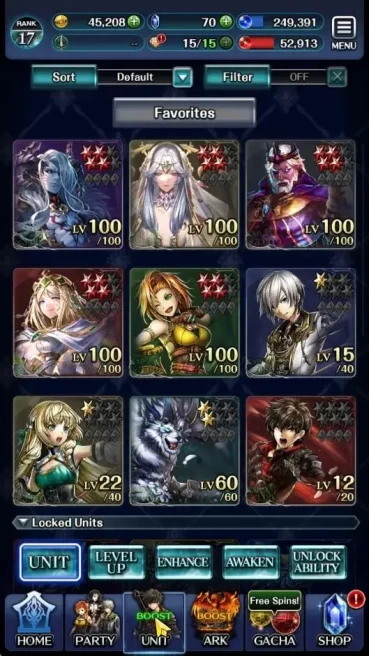 GLOBAL|Rank 17|Top Tier Unit [Spirit Maiden Sera,Goddess Lilaha,Demon Lord Balezar,Etc]|1 UR 11 SSR Ark|Code Only|LC1317