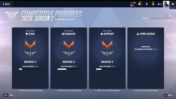 2026: S2 Ranked Account ◈ Predicted Triple Bronze All Roles Account ◈ 20 Wins Done ◈ SMS Verified ◈ Full Access With Original Mail ◈ 24/7