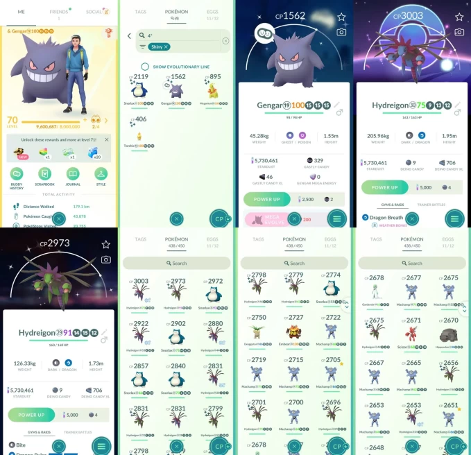 AC1506 -lv 70 Instinct | x1 3000CP | x184 2000CP | x9 Legendary | x4 SHUNDO | x161 shiny | x16 100IV | Shundo Gengar Meganium | x43 Event Hydrei