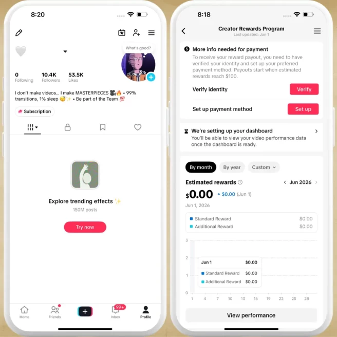 [FRANCE] Fully Monetized Creator Rewards Program Account – 10K Real Followers & 53K Likes | Instant Earnings, Full Access & Good Standing