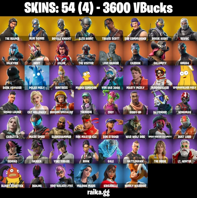 [PC/XBOX/PSN/NTD] 54 SKINS | FLOSS | TAKE THE L | TRAVIS SCOTT | THE REAPER | BLUE SQUIRE | ROYALE KNIGHT | ELITE AGENT | MAKO | TIDY