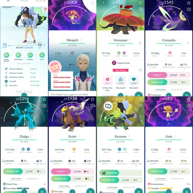 2325 Level 70 Cresselia100 SHUNDO Mesprit Shiny BLack Kyurem Shiny GMax Venusaur