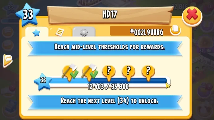 Lvl 33 | Barn Storage 1050 - Silo Storage 525 | 32k Coins - 14 DM | CFN ON | Supercel ID | HYD734
