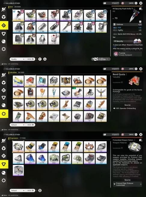 All platform - EU - Level 53- 20 Character 6 6'star - 10 Weapon 6'star - Last Rite - Yvonne - 3495 gem - 1704
