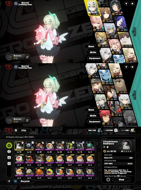All Platform - EU - Level 51 - 19 Character 6 5'Star - 2 Engine 5'Star - 2 Bangboo 5'star - Sunna - Ye Shunguang - Astra Yao - Zhao - 1713